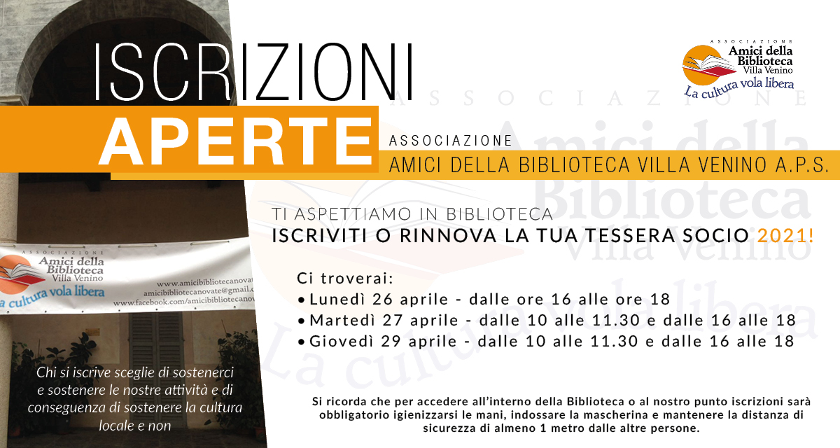 Ripartono le iscrizioni all’associazione amici della biblioteca villa venino